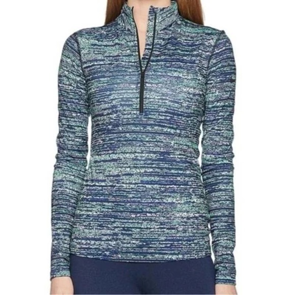 Nike Pro Dri-fit Athletic Top 1/2 Zip Striped Printed Pullover Blue Size Medium - Picture 2 of 12